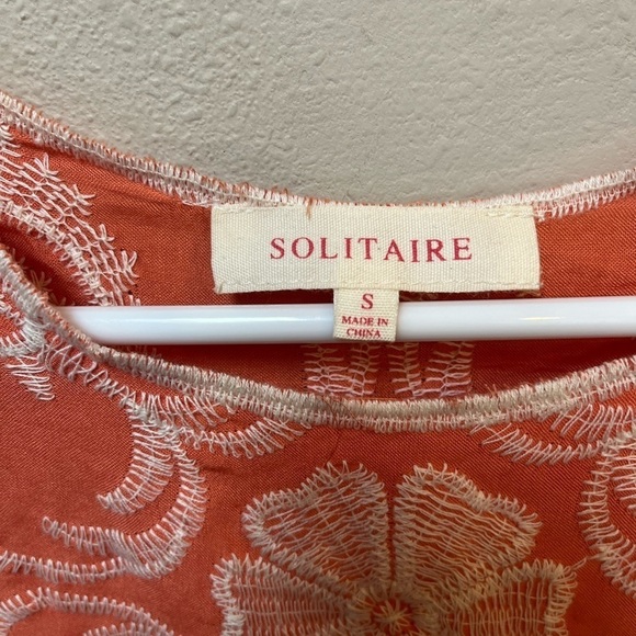 Solitaire Orange Cream Embroidered Boho Floral Top Small - Picture 8 of 8